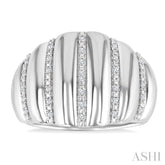 1/10 Ctw Ribbed Dome Shape Round Cut Diamond Bold Wide Fashion Band in Sterling Silver
